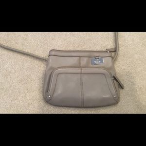 Tignanello Leather Taupe Crossbody Bag